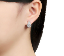White Gold Round Stud Earrings With AAA Zircon For Women