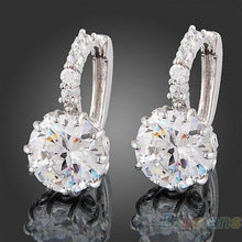 White Gold Gp Clear Crystal Jewelry Stud Zircon Earrings - Flash Sale 10% OFF