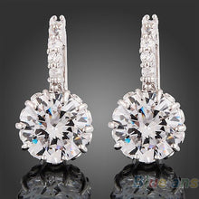 White Gold Gp Clear Crystal Jewelry Stud Zircon Earrings - Flash Sale 10% OFF