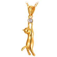 Cute Silver/Gold Color Trendy Cat Rhinestone Necklace & Pendant For Women - Flash Sale 5% OFF!