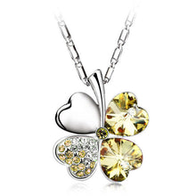 Fine Jewelry Statement Necklaces Pendant For Women With Heart Chain Silver Crystal Clover Charm - Flash Sale 50% OFF!