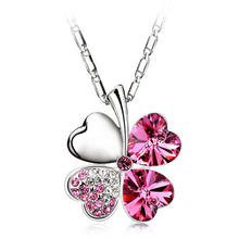 Fine Jewelry Statement Necklaces Pendant For Women With Heart Chain Silver Crystal Clover Charm - Flash Sale 50% OFF!