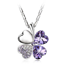 Fine Jewelry Statement Necklaces Pendant For Women With Heart Chain Silver Crystal Clover Charm - Flash Sale 50% OFF!