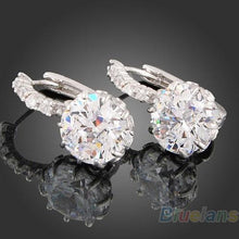 White Gold Gp Clear Crystal Jewelry Stud Zircon Earrings - Flash Sale 10% OFF